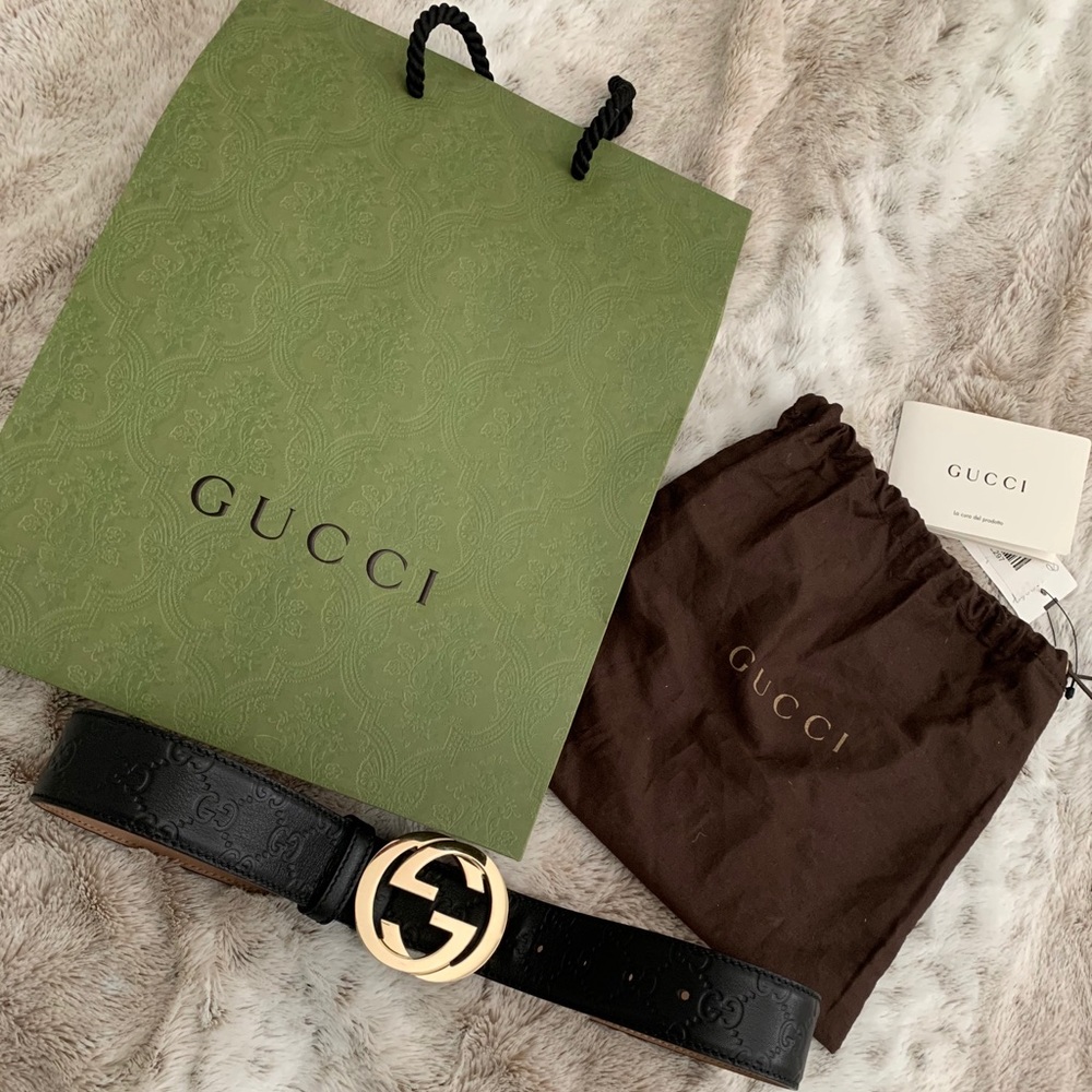 New Gucci black Guccissima belt Size 75